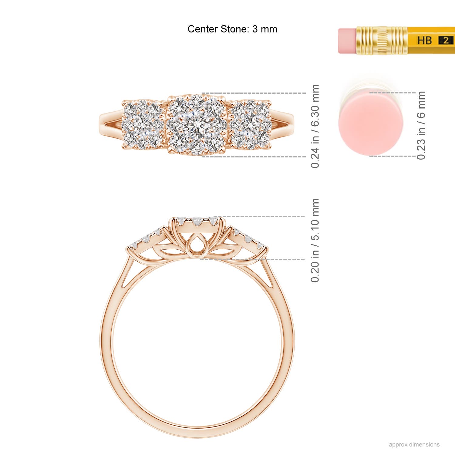 I-J, I1-I2 / 0.76 CT / 14 KT Rose Gold