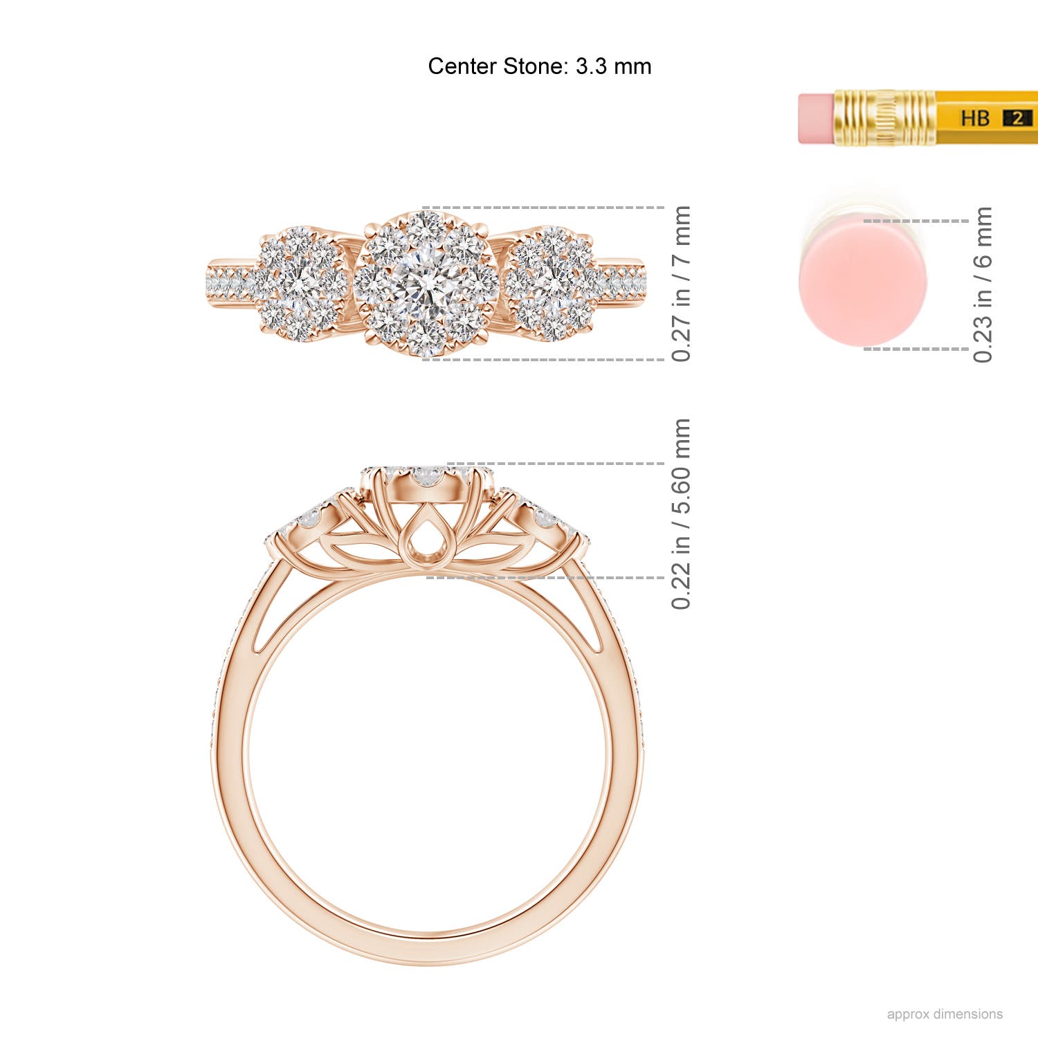 I-J, I1-I2 / 0.75 CT / 14 KT Rose Gold