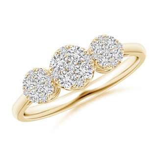 2.25mm HSI2 Three Stone Composite Round Diamond Ring in Yellow Gold