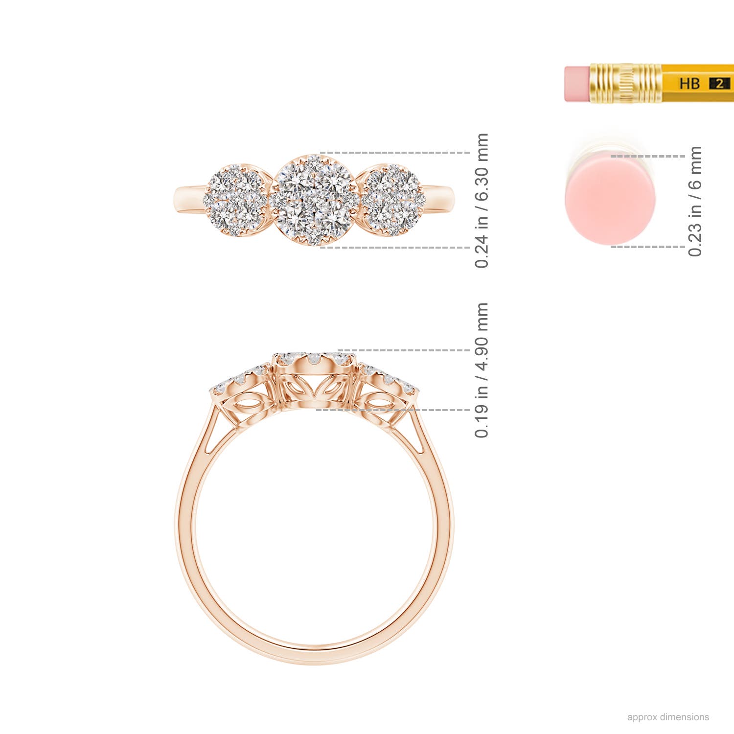 I-J, I1-I2 / 0.63 CT / 14 KT Rose Gold