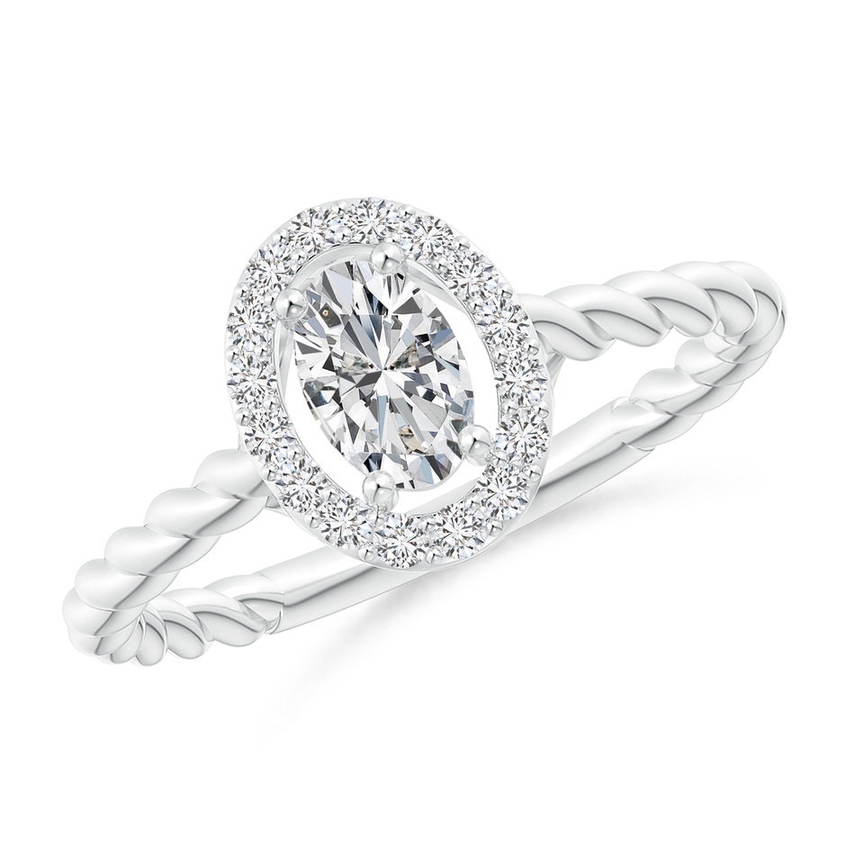 Oval Diamond Halo Twisted Shank Engagement Ring