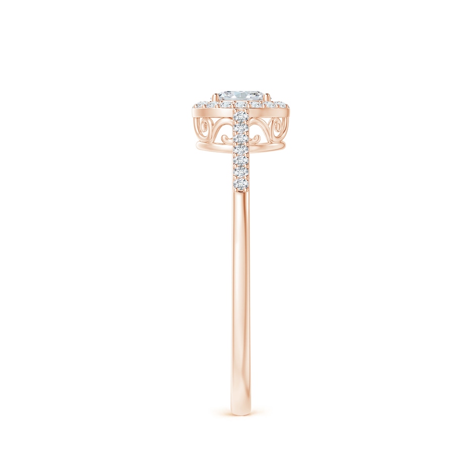 4x3mm GVS2 Oval Diamond Halo Engagement Ring with Accents in Rose Gold side-2