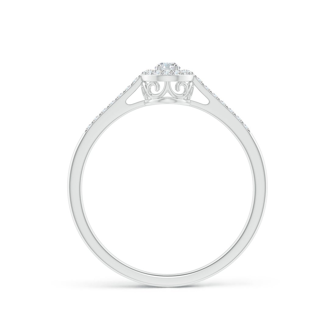 4x3mm GVS2 Oval Diamond Halo Engagement Ring with Accents in White Gold - side 2