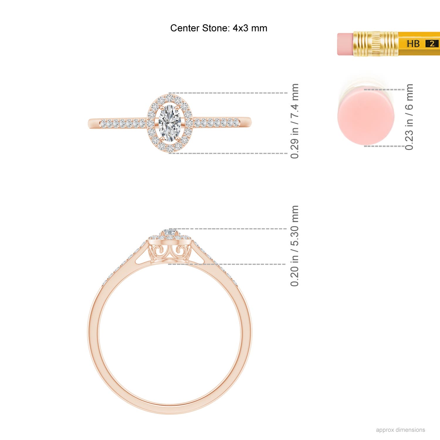 H, SI2 / 0.27 CT / 14 KT Rose Gold