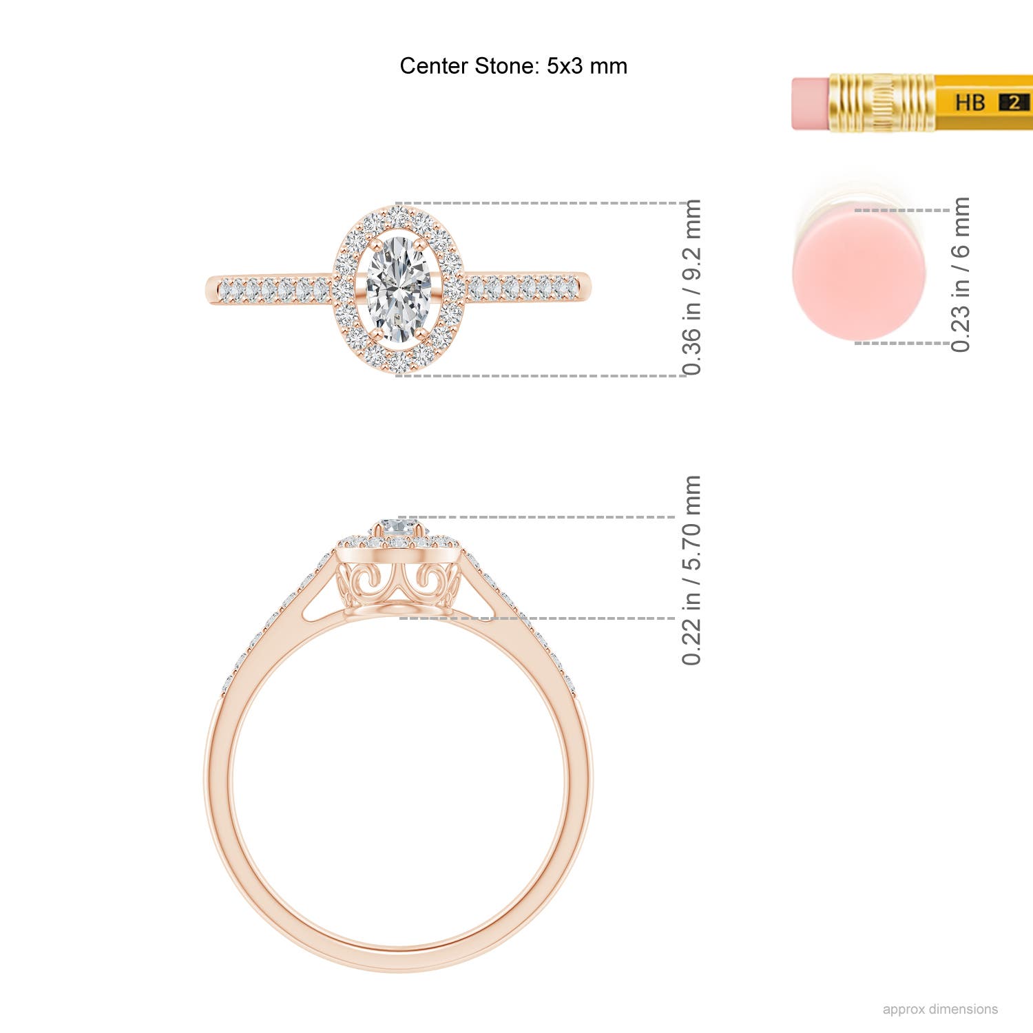 H, SI2 / 0.49 CT / 14 KT Rose Gold