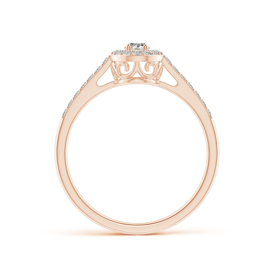 5x3mm KI3 Oval Diamond Halo Engagement Ring with Accents in Rose Gold side-1