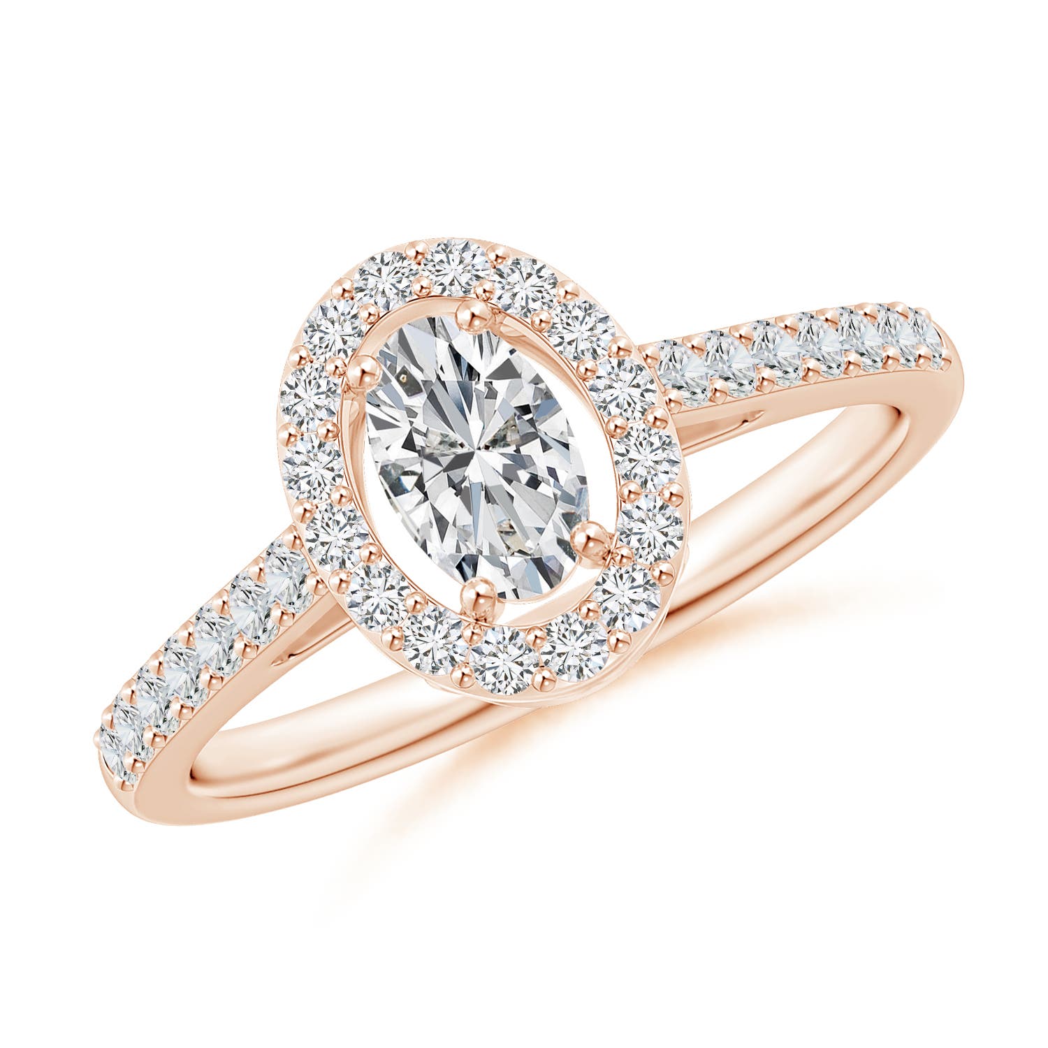 Oval Diamond Halo Engagement Ring with Accents