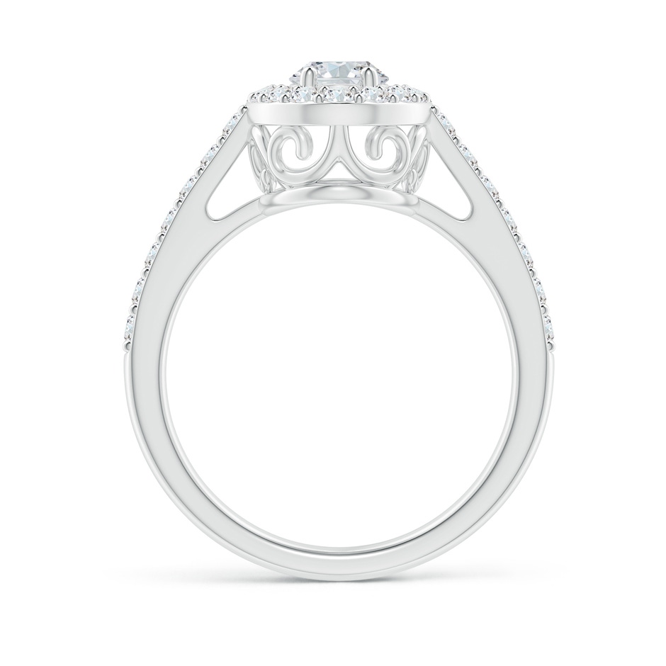 7x5mm GVS2 Oval Diamond Halo Engagement Ring with Accents in P950 Platinum side-1