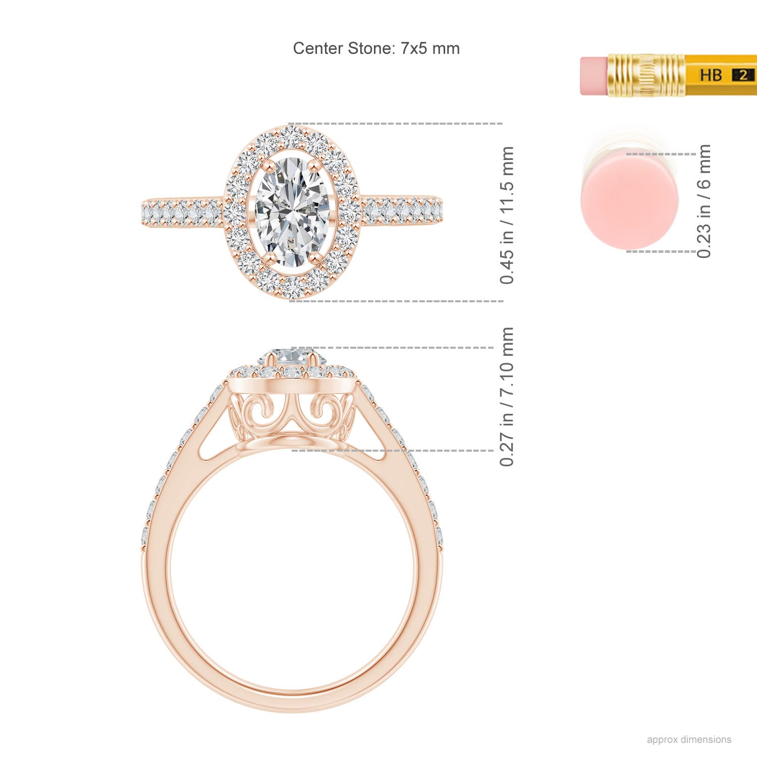 H, SI2 / 1.18 CT / 14 KT Rose Gold