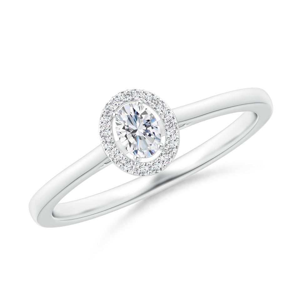 4x3mm GVS2 Oval Diamond Halo Engagement Ring in White Gold 