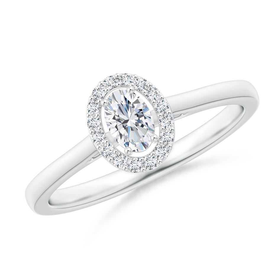 5x3mm GVS2 Oval Diamond Halo Engagement Ring in White Gold 