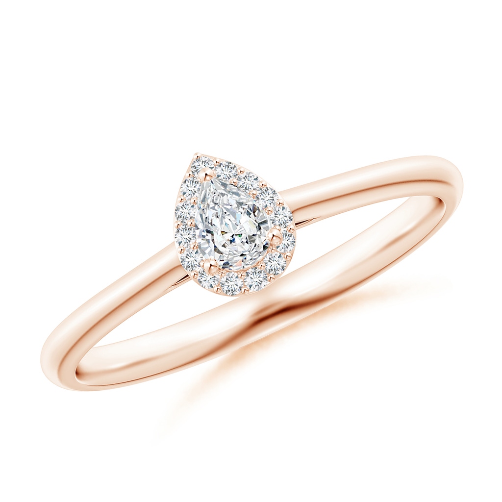 4x3mm GVS2 Pear-Shaped Diamond Halo Engagement Ring in Rose Gold