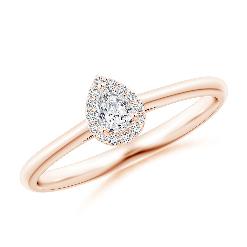 4x3mm HSI2 Pear-Shaped Diamond Halo Engagement Ring in Rose Gold