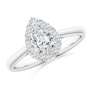 7x5mm GVS2 Pear-Shaped Diamond Halo Engagement Ring in P950 Platinum