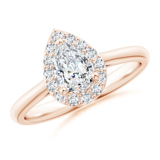 7x5mm GVS2 Pear-Shaped Diamond Halo Engagement Ring in Rose Gold