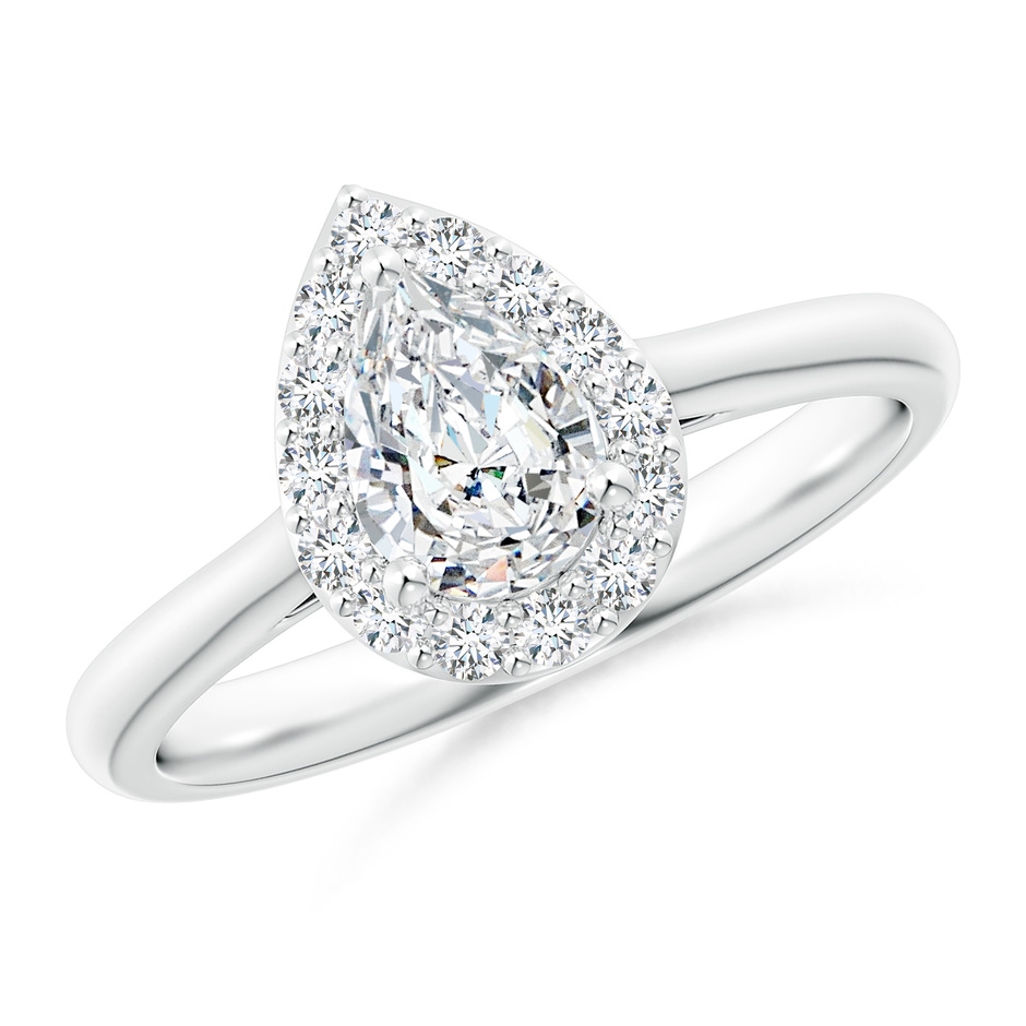 7x5mm GVS2 Pear-Shaped Diamond Halo Engagement Ring in White Gold 