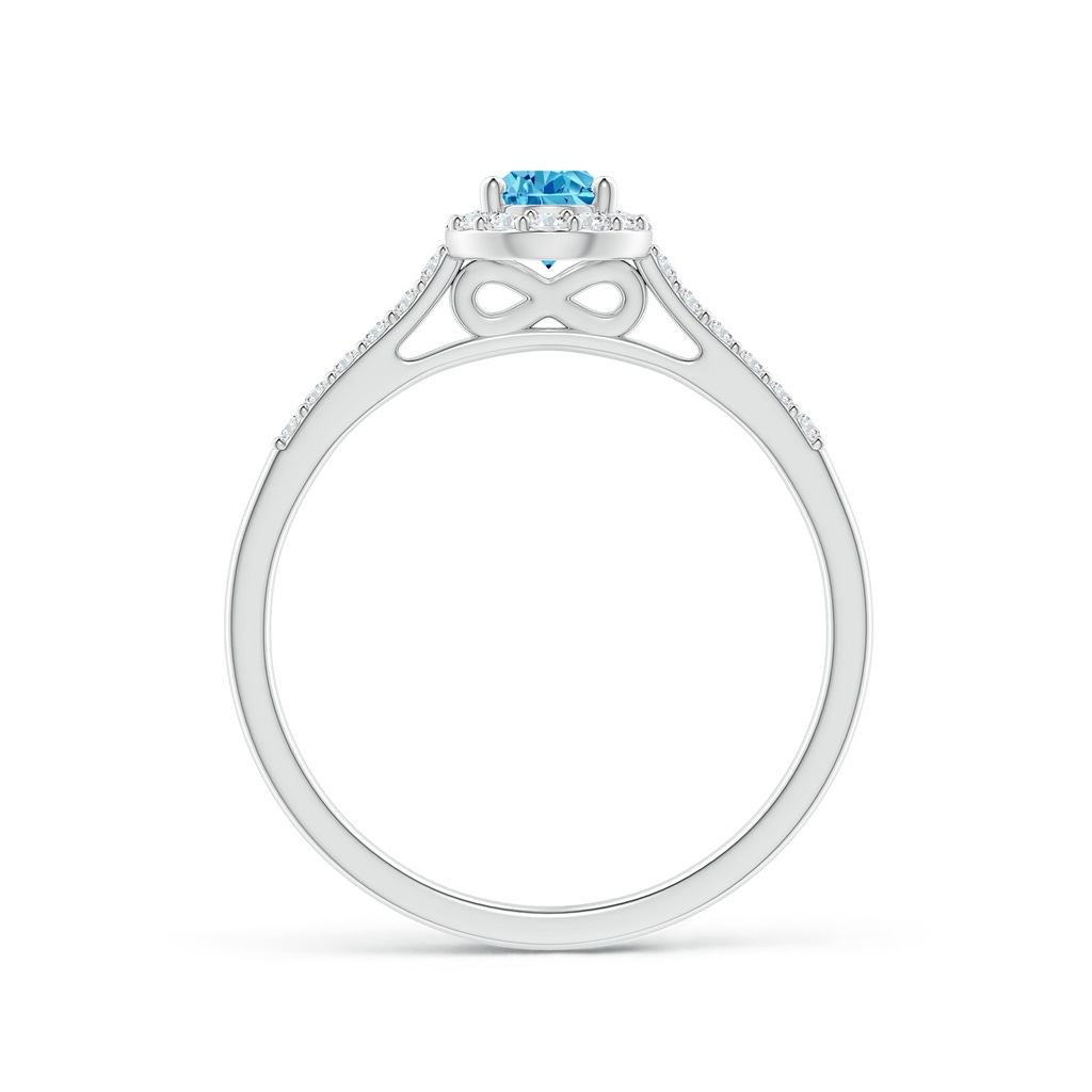6x4mm AAAA Pear-Shaped Fancy Intense Blue Diamond Halo Engagement Ring with Accents in P950 Platinum - side 199