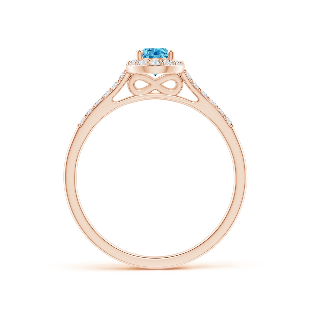 6x4mm AAAA Pear-Shaped Fancy Intense Blue Diamond Halo Engagement Ring with Accents in Rose Gold - side 199