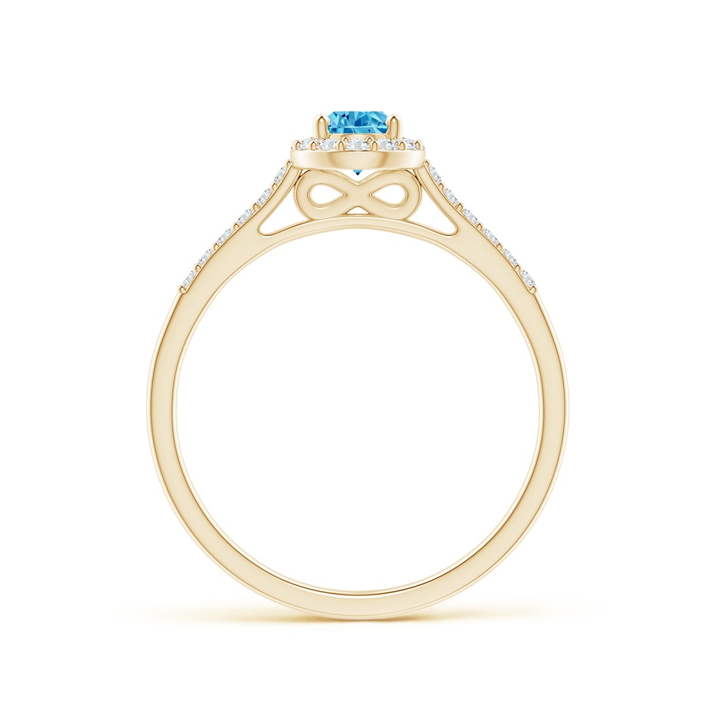 6x4mm AAAA Pear-Shaped Fancy Intense Blue Diamond Halo Engagement Ring with Accents in Yellow Gold - side 199