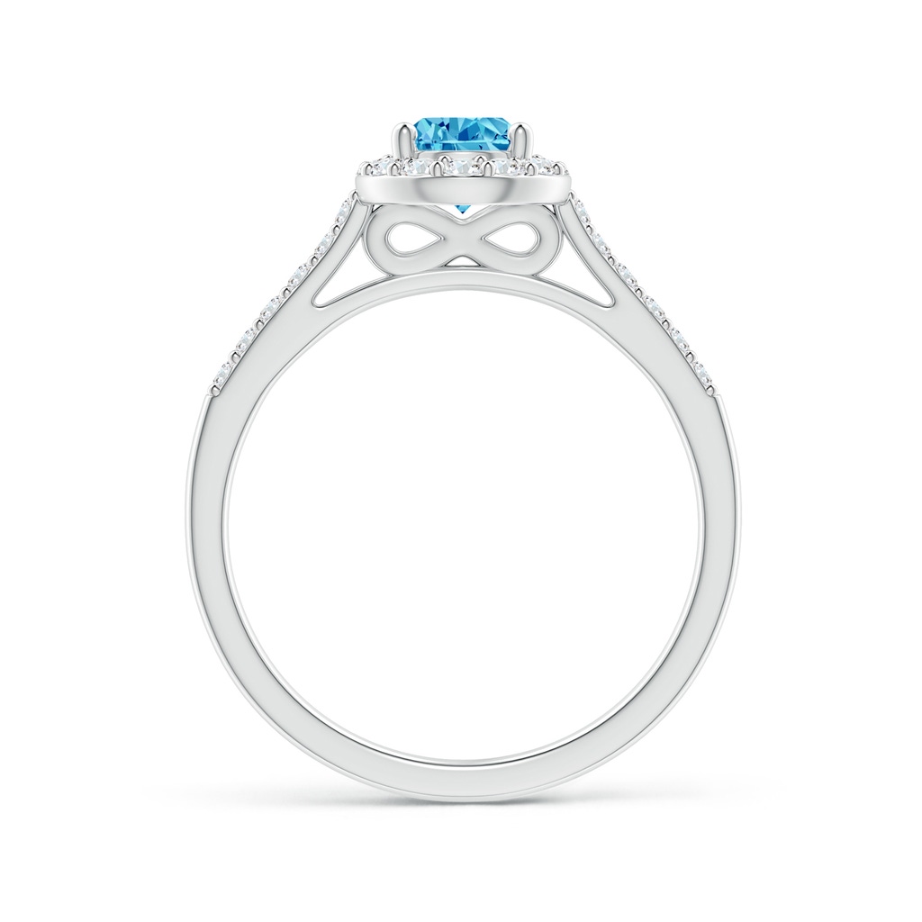 7x5mm AAAA Pear-Shaped Fancy Intense Blue Diamond Halo Engagement Ring with Accents in White Gold - side 199