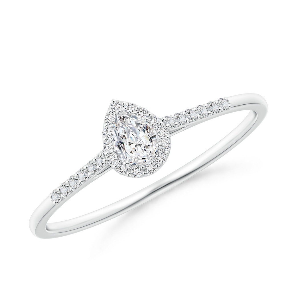 4x3mm HSI2 Pear-Shaped Diamond Halo Engagement Ring with Accents in White Gold