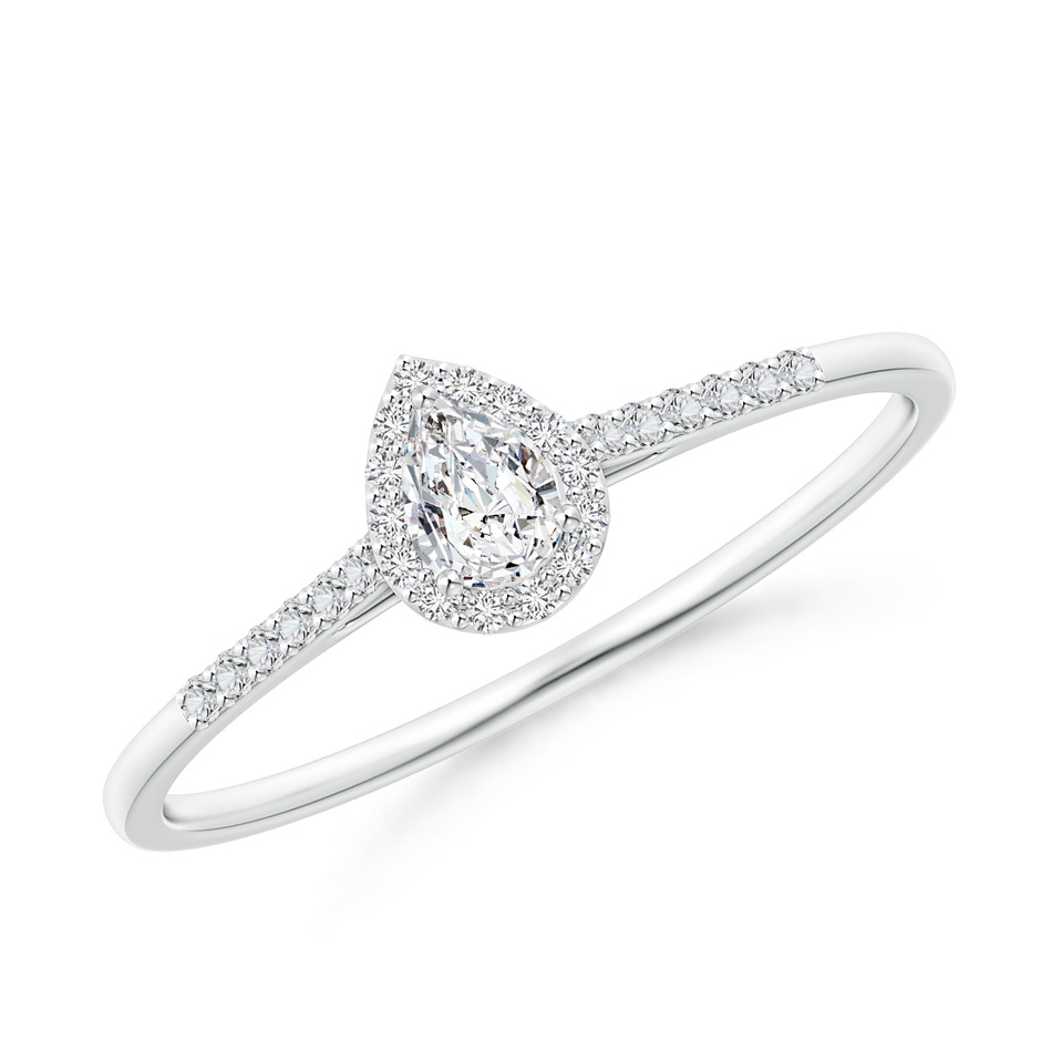 4x3mm HSI2 Pear-Shaped Diamond Halo Engagement Ring with Accents in White Gold 