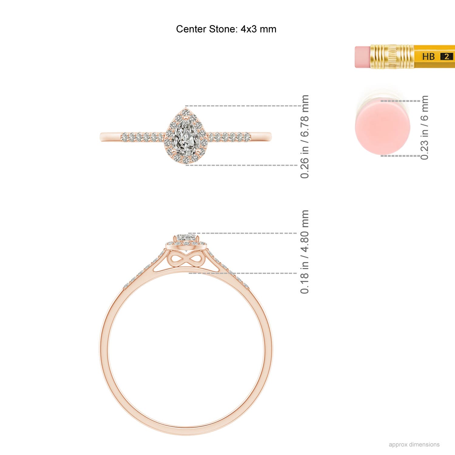 K, I3 / 0.24 CT / 14 KT Rose Gold