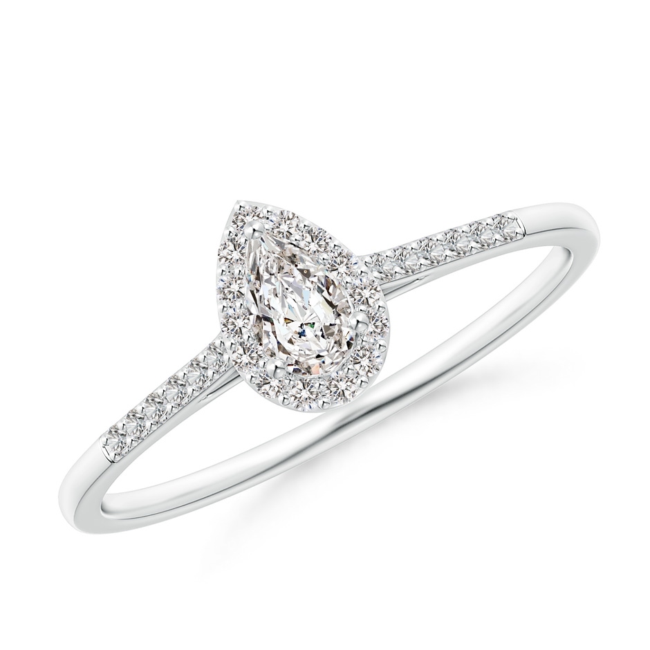 5x3mm IJI1I2 Pear-Shaped Diamond Halo Engagement Ring with Accents in P950 Platinum 