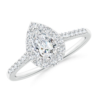 7x5mm GVS2 Pear-Shaped Diamond Halo Engagement Ring with Accents in P950 Platinum