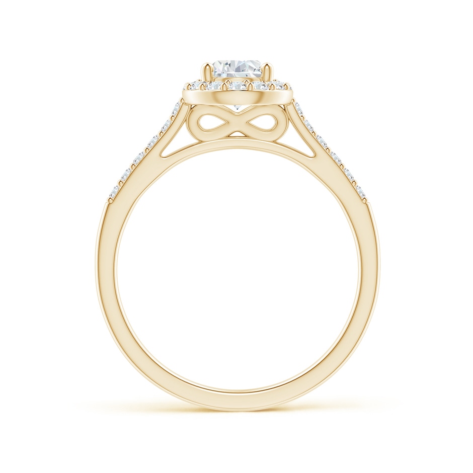 7x5mm GVS2 Pear-Shaped Diamond Halo Engagement Ring with Accents in Yellow Gold side-1