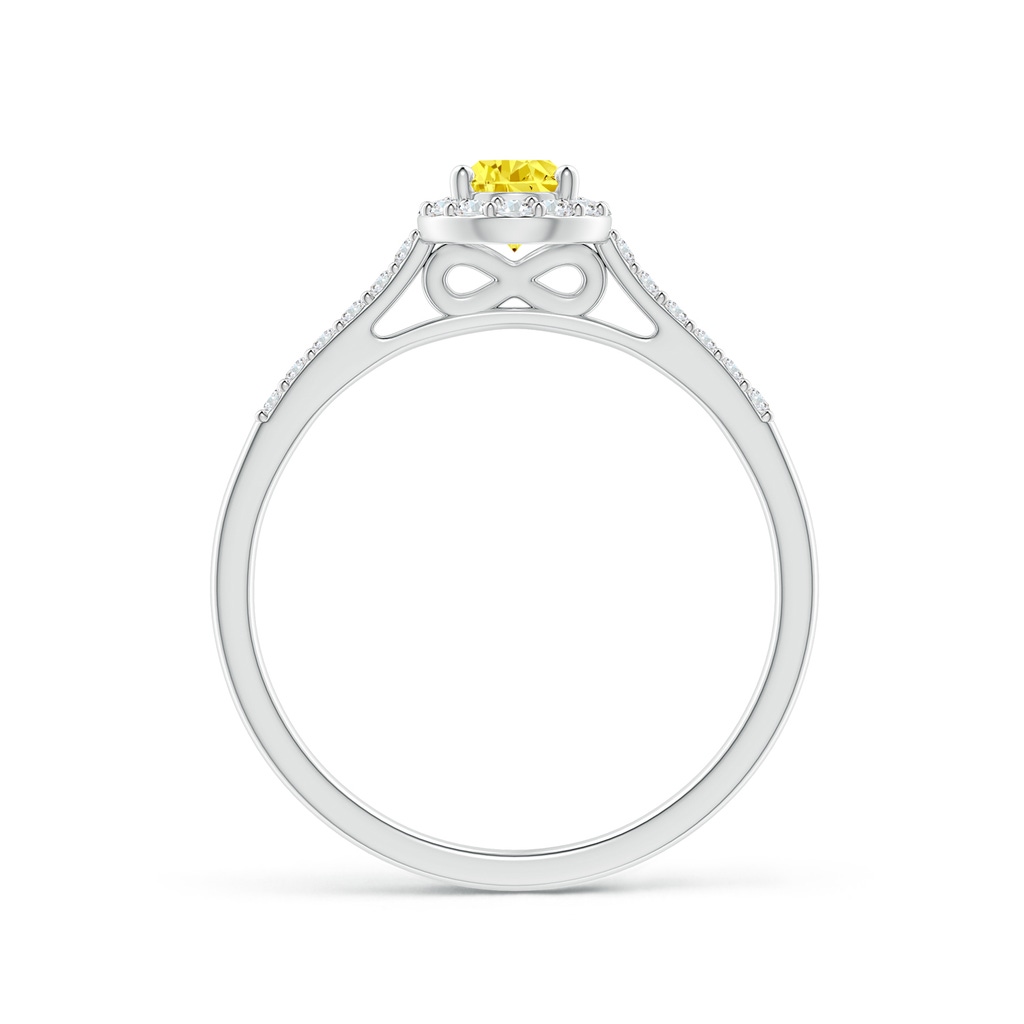 6x4mm AAAA Pear-Shaped Fancy Intense Yellow Diamond Halo Engagement Ring with Accents in P950 Platinum - side 199