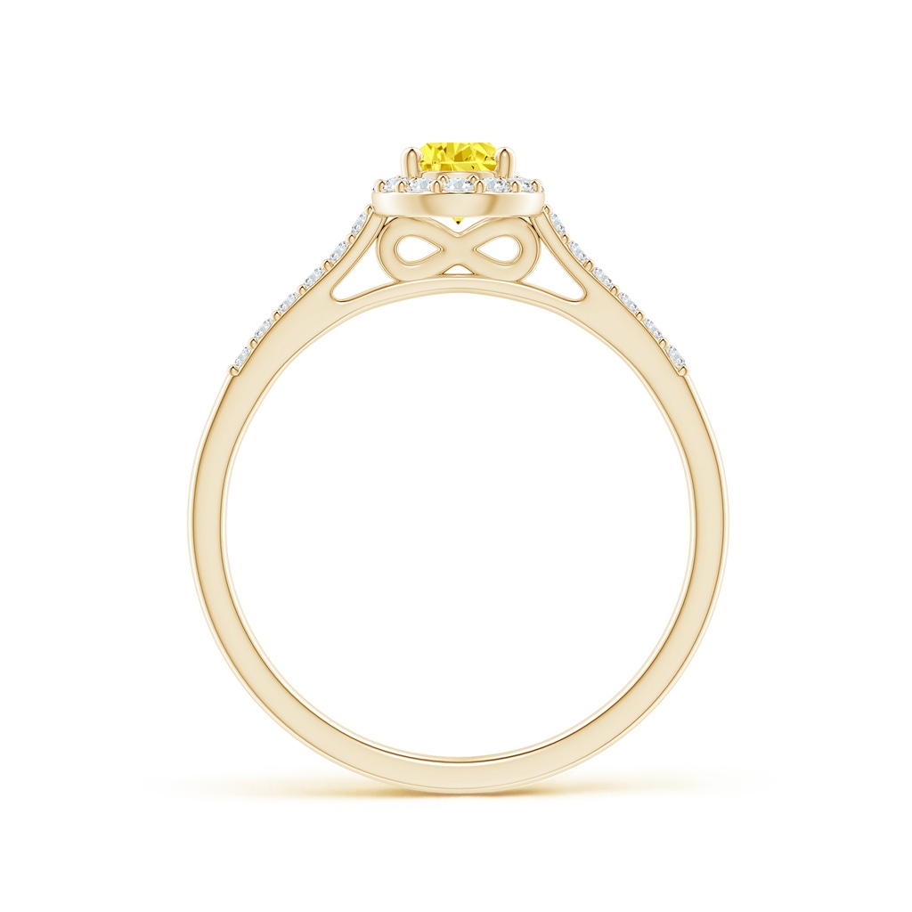 6x4mm AAAA Pear-Shaped Fancy Intense Yellow Diamond Halo Engagement Ring with Accents in Yellow Gold - side 199