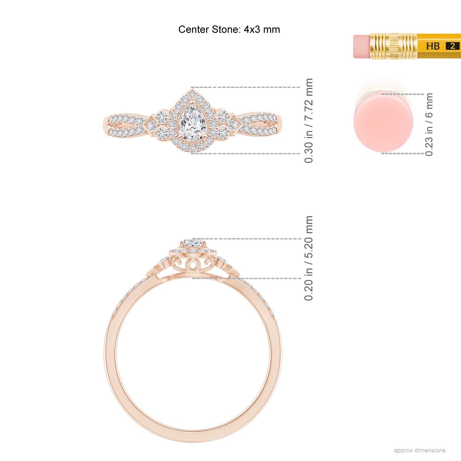 H, SI2 / 0.48 CT / 14 KT Rose Gold