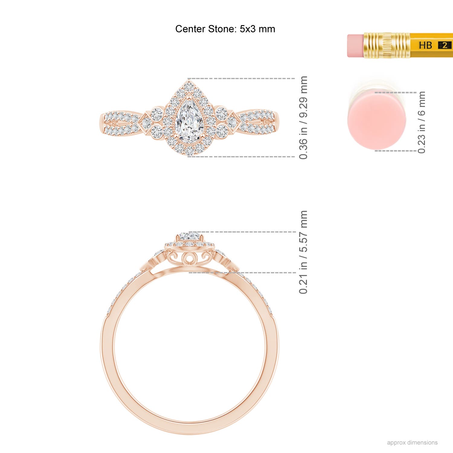 H, SI2 / 0.52 CT / 14 KT Rose Gold