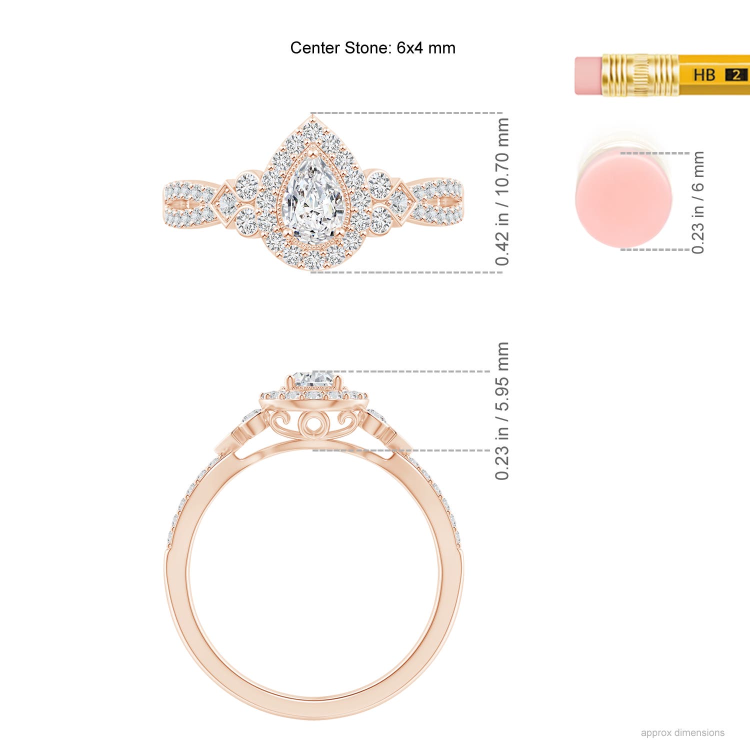 H, SI2 / 0.83 CT / 14 KT Rose Gold