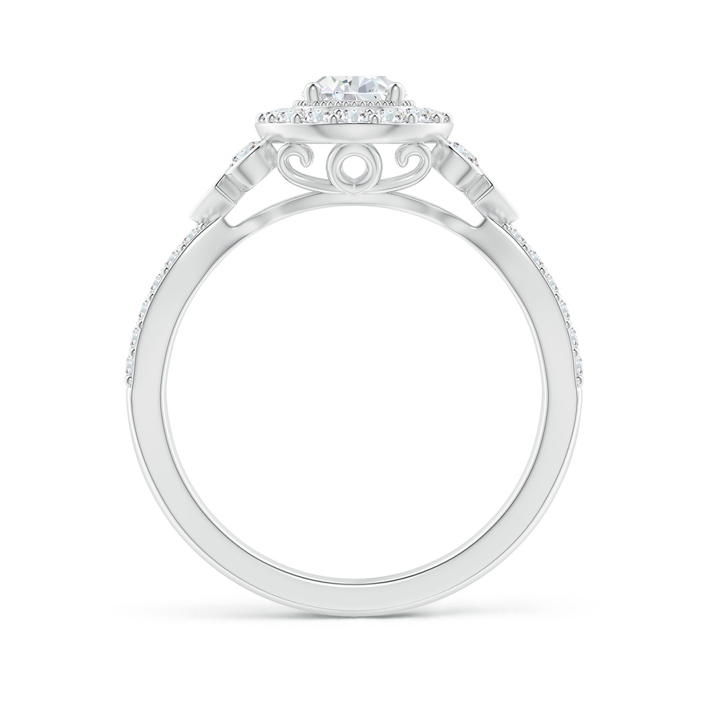 7x5mm GVS2 Vintage Inspired Pear-Shaped Diamond Halo Engagement Ring in P950 Platinum Side-1