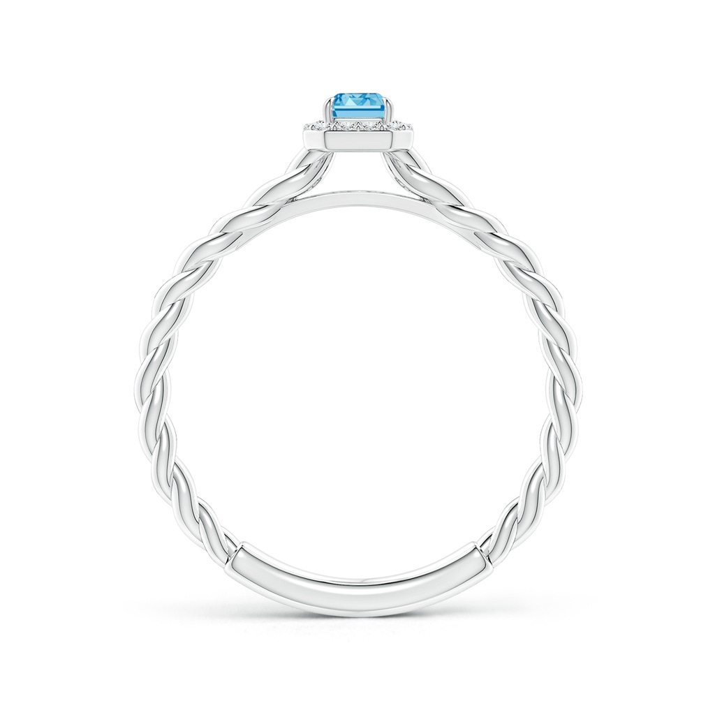 5x3mm AAAA Emerald-Cut Fancy Intense Blue Diamond Halo Twisted Shank Engagement Ring in White Gold - side 199