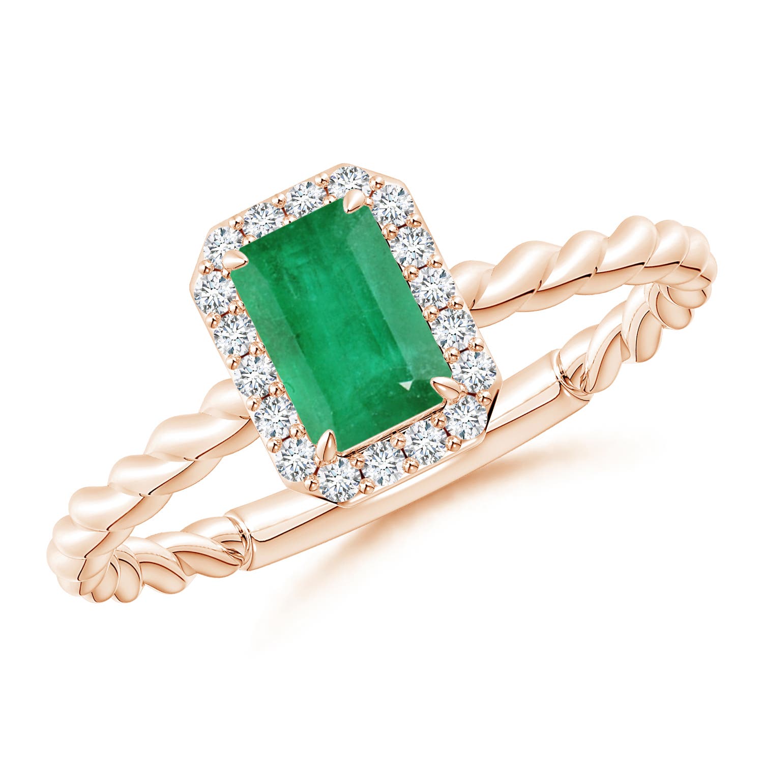 A - Emerald / 0.68 CT / 14 KT Rose Gold