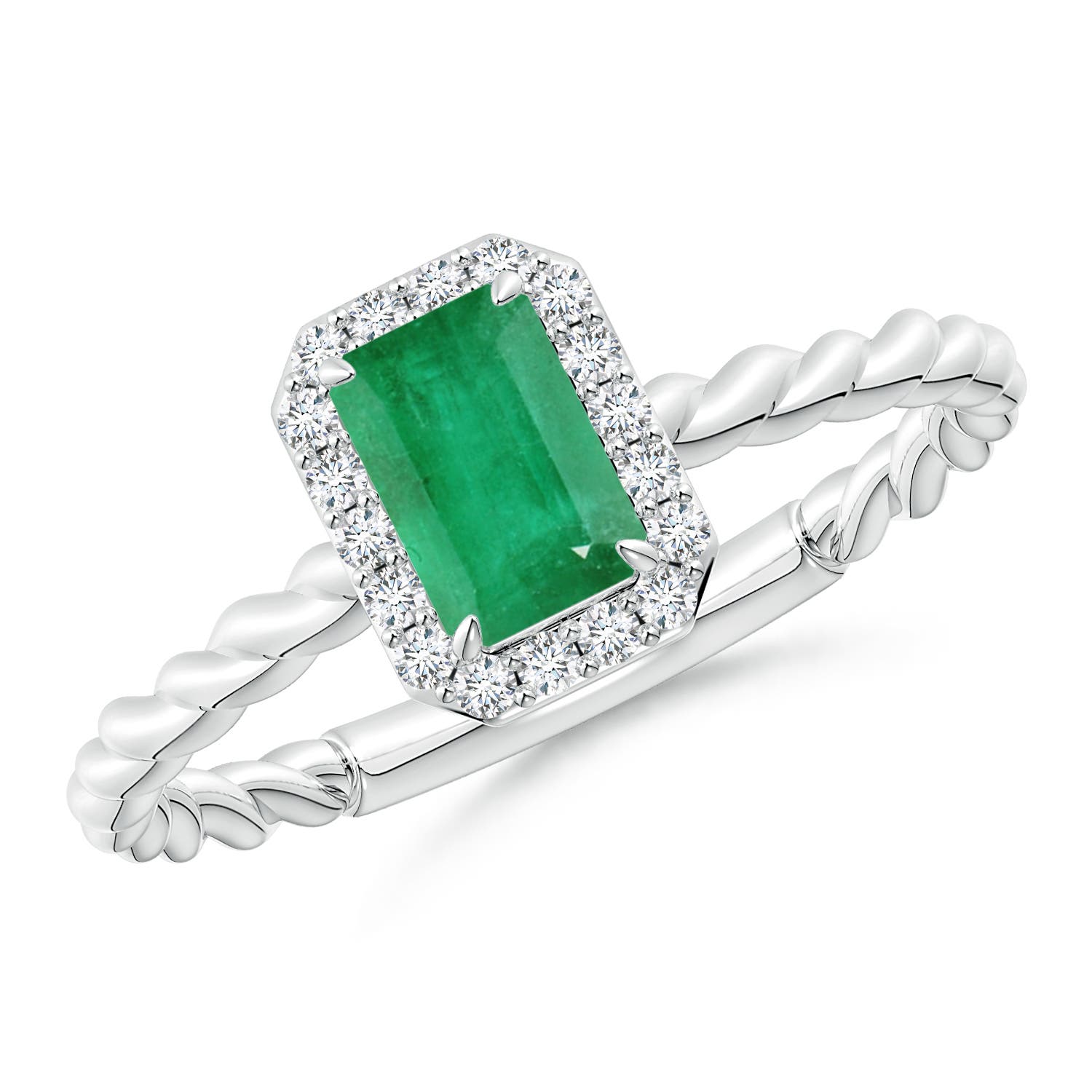 A - Emerald / 0.68 CT / 14 KT White Gold