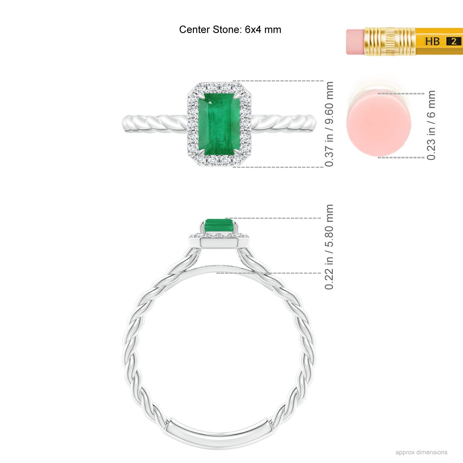 A - Emerald / 0.68 CT / 14 KT White Gold