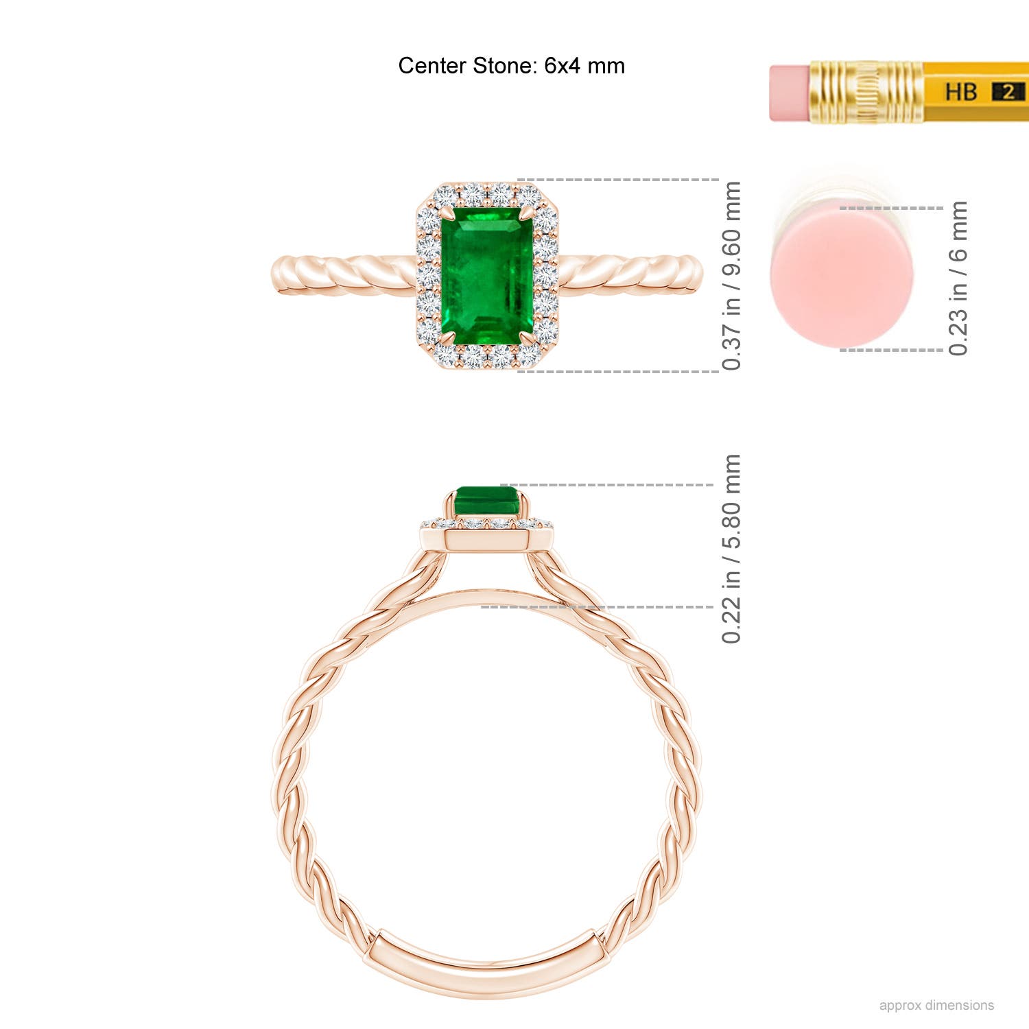 AAAA - Emerald / 0.68 CT / 14 KT Rose Gold