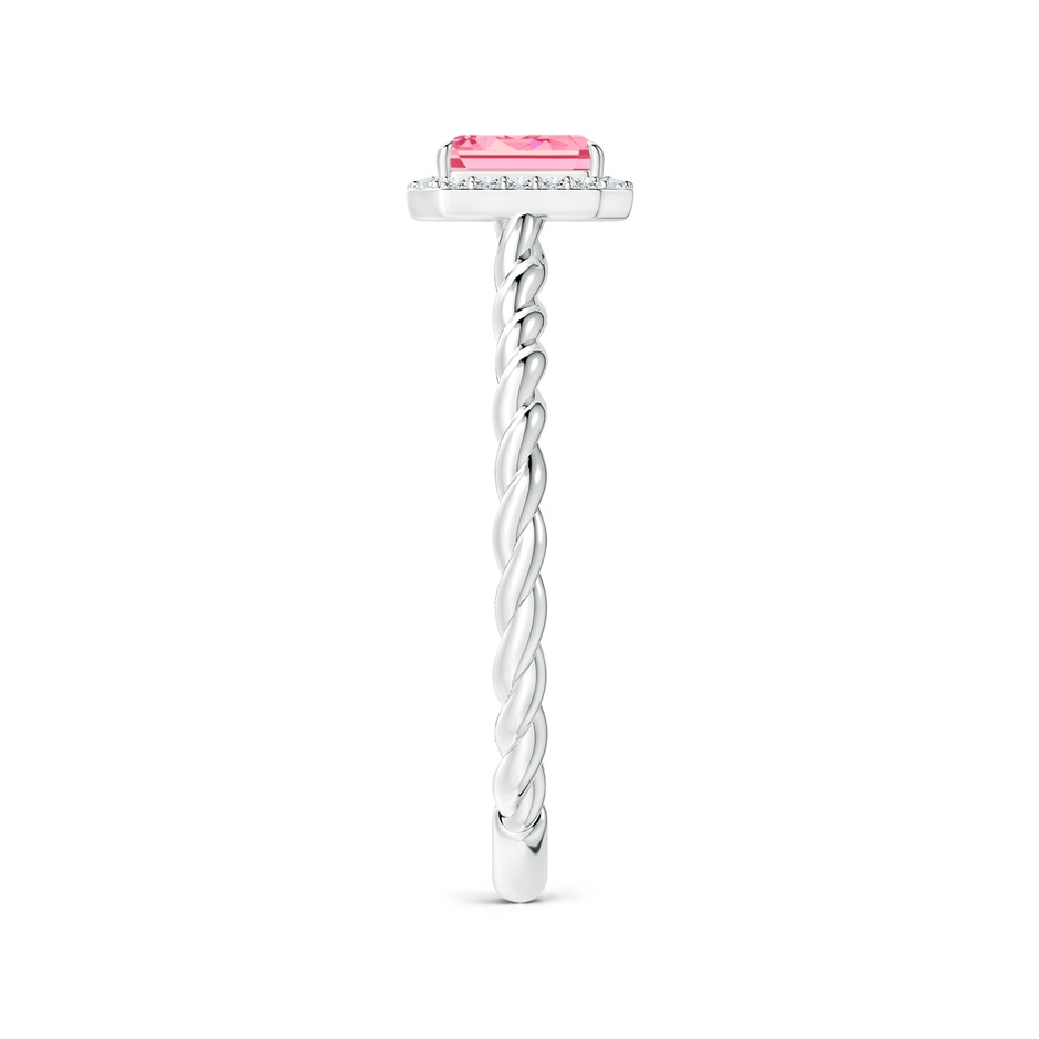 5x3mm AAAA Emerald-Cut Fancy Intense Pink Diamond Halo Twisted Shank Engagement Ring in P950 Platinum side 299