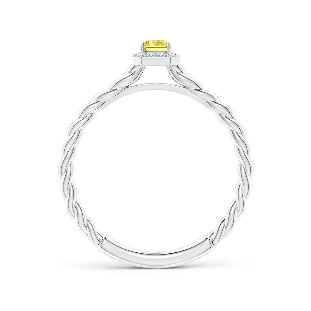 5x3mm AAAA Emerald-Cut Fancy Intense Yellow Diamond Halo Twisted Shank Engagement Ring in White Gold - side 199