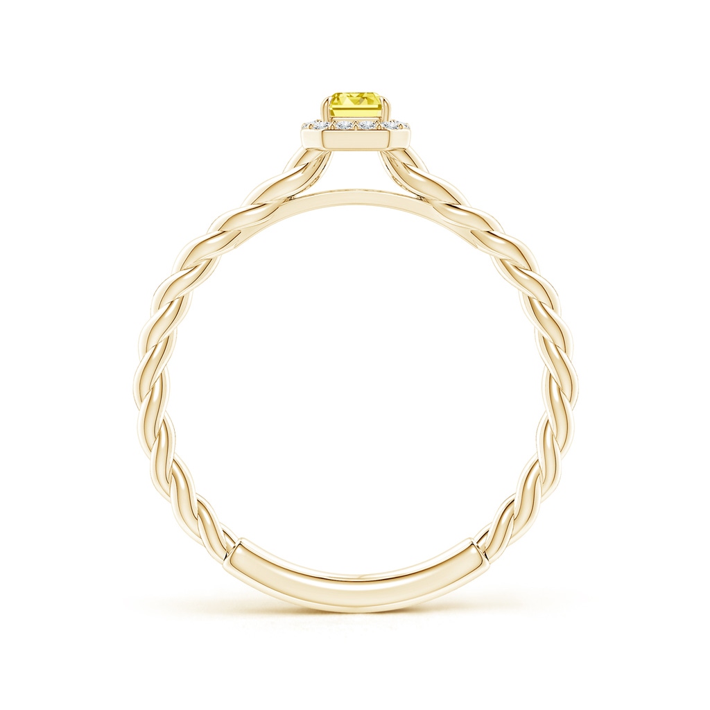 5x3mm AAAA Emerald-Cut Fancy Intense Yellow Diamond Halo Twisted Shank Engagement Ring in Yellow Gold - side 199