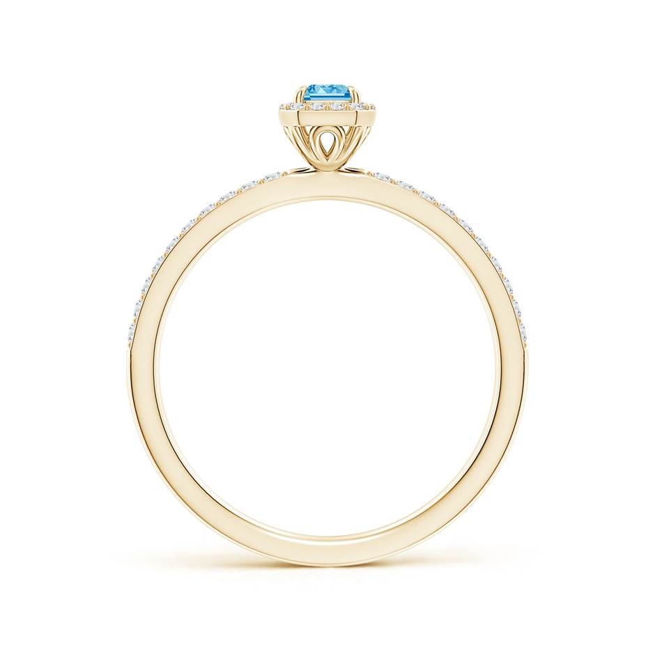 5x3mm AAAA Emerald-Cut Fancy Intense Blue Diamond Halo Engagement Ring in Yellow Gold side 199