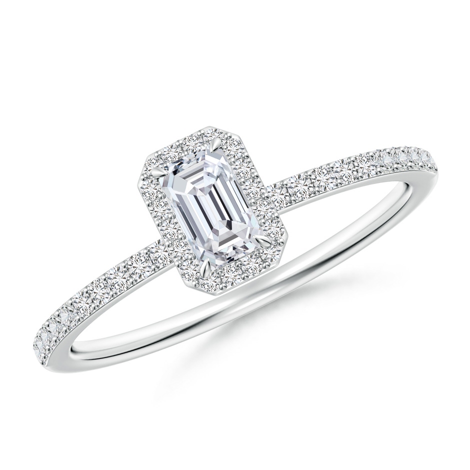 5x3mm HSI2 Emerald-Cut Diamond Halo Engagement Ring in White Gold 