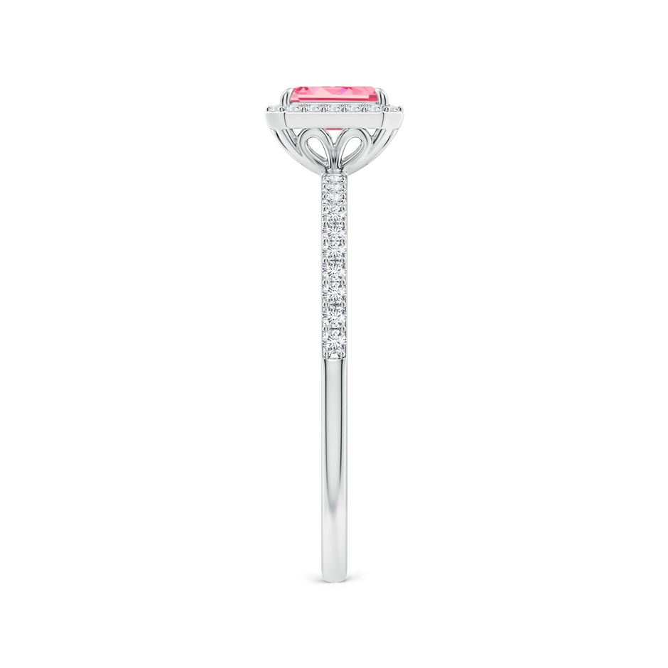 5x3mm AAAA Emerald-Cut Fancy Intense Pink Diamond Halo Engagement Ring in P950 Platinum side 299