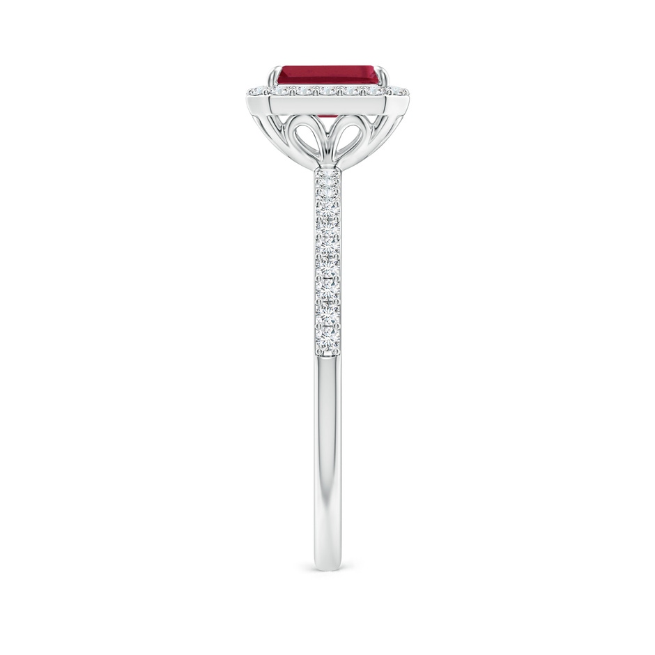 6x4mm A Emerald-Cut Ruby Halo Engagement Ring in White Gold side-2