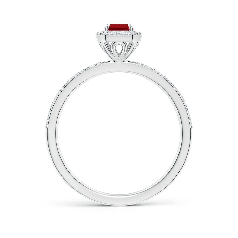 6x4mm AAA Emerald-Cut Ruby Halo Engagement Ring in P950 Platinum side-1
