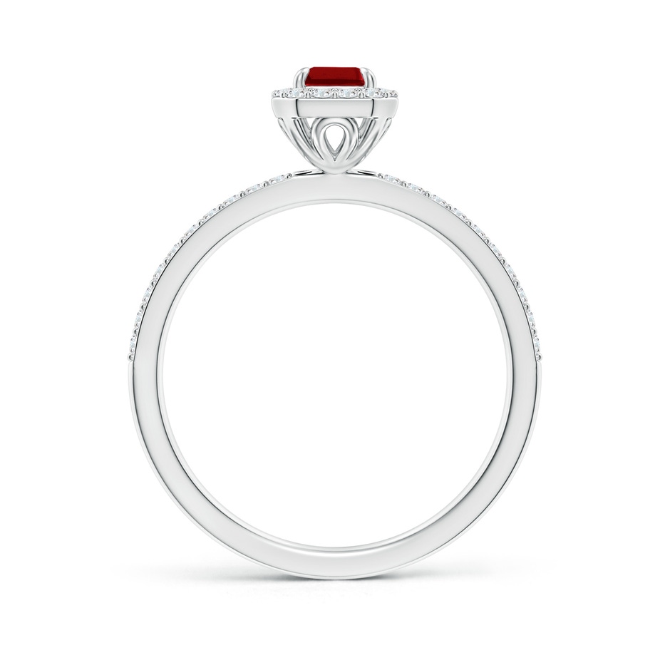 6x4mm AAAA Emerald-Cut Ruby Halo Engagement Ring in P950 Platinum side-1